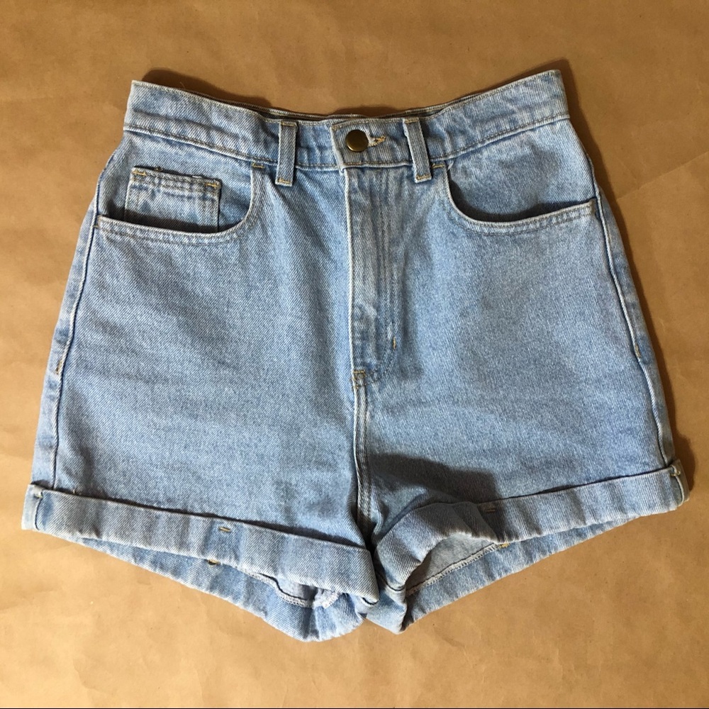 American Apparel | High Waisted Denim Shorts - Picture 1 of 8